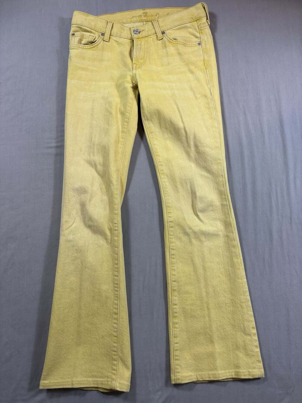 7 For All Mankind Jeans  Boot Cut Yellow Stretch Women's Size 26 (Measure 29x29)